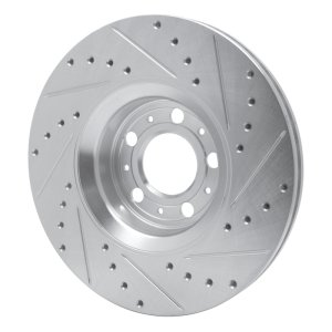 Volvo S60 Brake Rotor (1) - Front Left - R1 Concepts - Drilled & Slotted - Silver - `03-`09